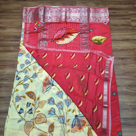 Mangalagiri Silk Digital Print Big boarder Sarees RS003-11