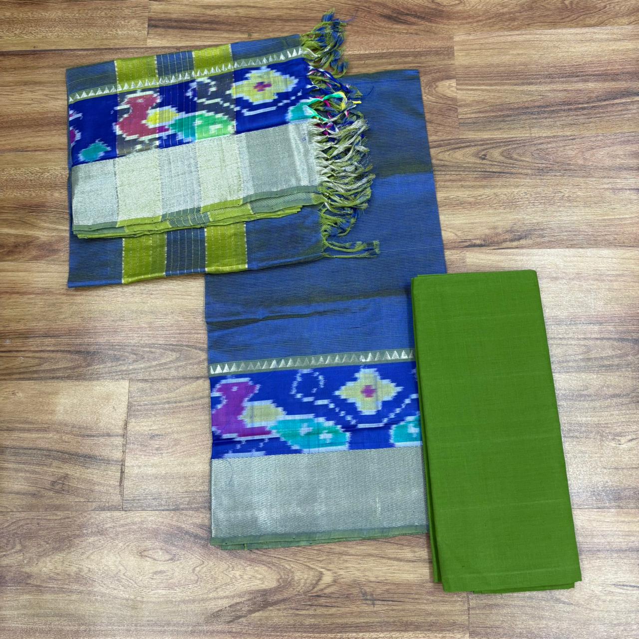 RS0033-4  Mangalagiri Pattu Pochampalli Design Dress Materials