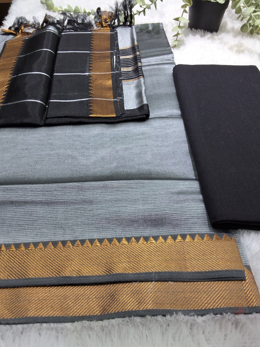 Rs0017-3 Mangalagiri pattu handloom 50-50 border dressmaterials